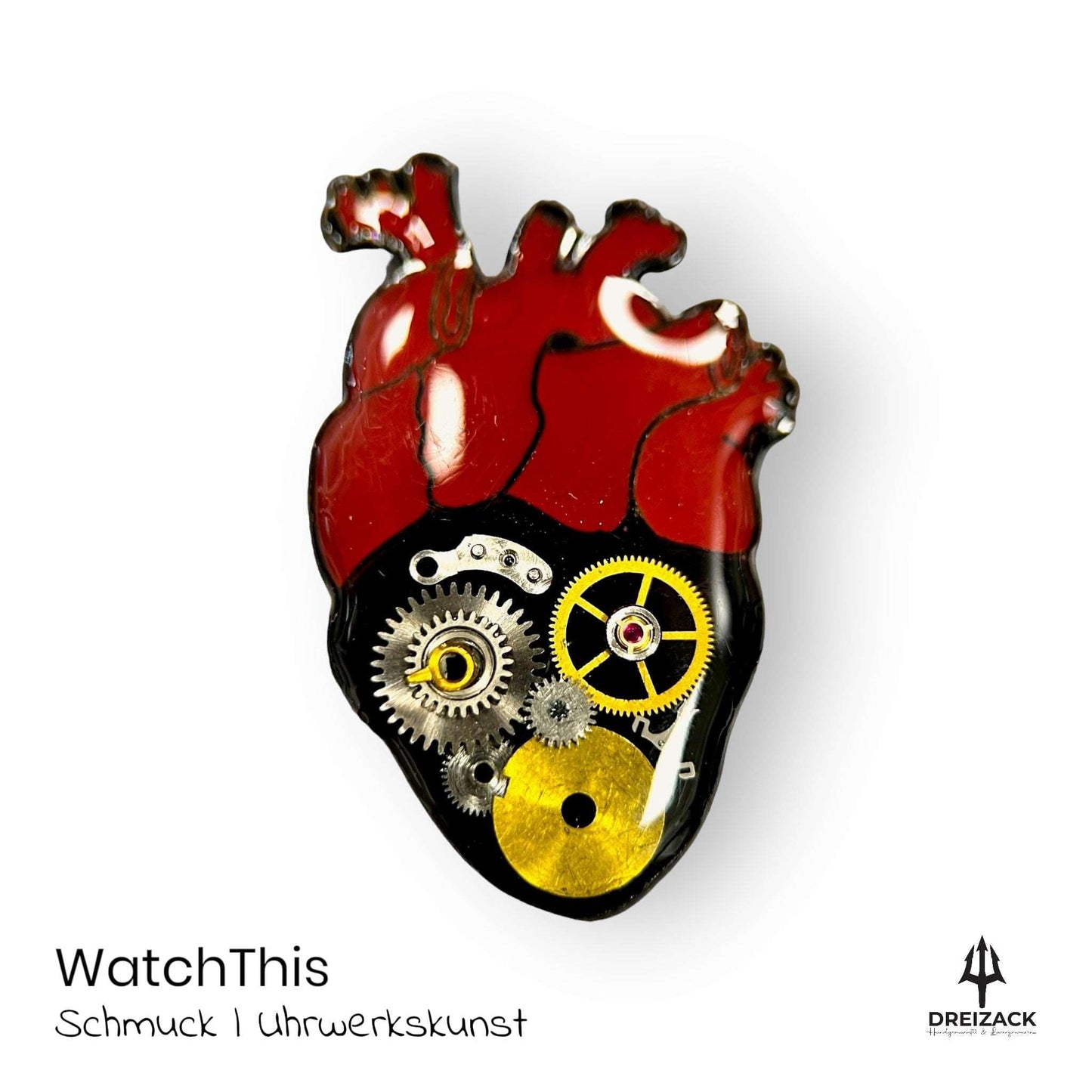Ansteck-Pins von WatchThis - Zeitlose Eleganz aus Uhrwerken Herz Rot | Darius Schmuck WatchThis oesterreich handgemachte geschenke in wien