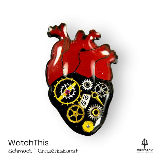 Ansteck-Pins von WatchThis - Zeitlose Eleganz aus Uhrwerken Herz Rot | Sigmund Schmuck WatchThis oesterreich handgemachte geschenke in wien