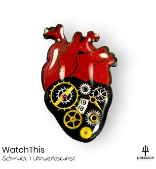 Ansteck-Pins von WatchThis - Zeitlose Eleganz aus Uhrwerken Herz Rot | Sigmund Schmuck WatchThis oesterreich handgemachte geschenke in wien