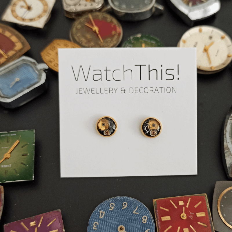 Ohrstecker von WatchThis - Zeitlose Eleganz aus Uhrwerken Schmuck WatchThis oesterreich handgemachte geschenke in wien