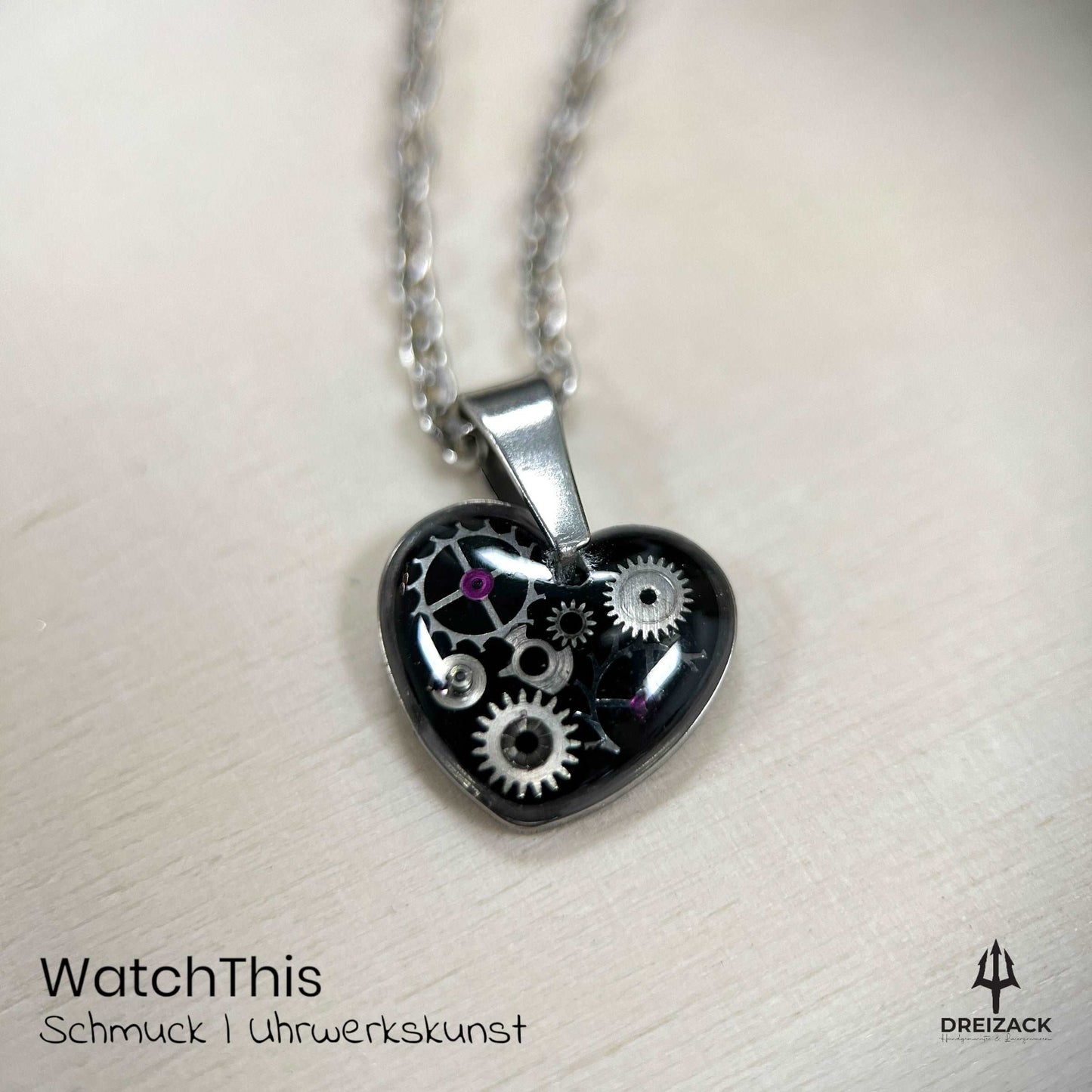 Herz-Halsketten von WatchThis - Zeitlose Eleganz aus Uhrwerken Silber | Zac Schmuck WatchThis oesterreich handgemachte geschenke in wien